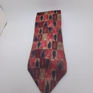 Perry Ellis 100% Italian Silk Red Blue Checkered Men's Tie